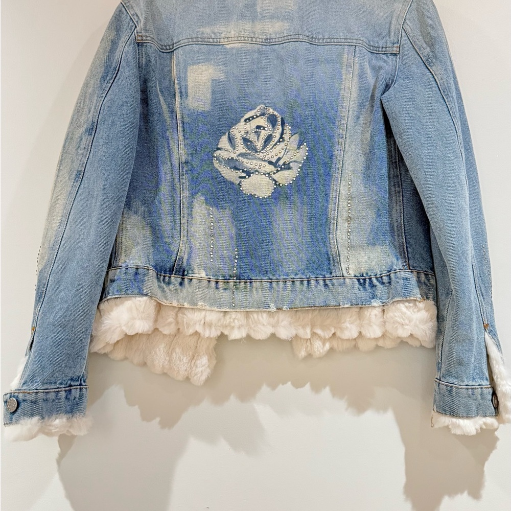 Bluemarine Denim Jacket with Fur Trim